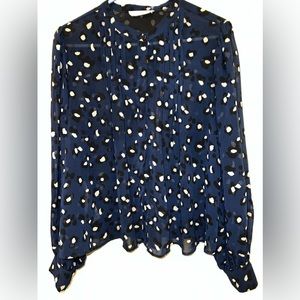 Mango Women’s Animal Print SheerBlouse in a size 8.
